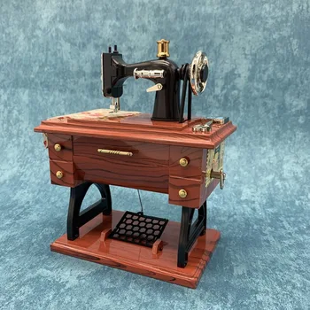 

Sewing machine Music Box Mini Vintage Retro Sewing Clockwork Music Box Gift Table Home Decoration
