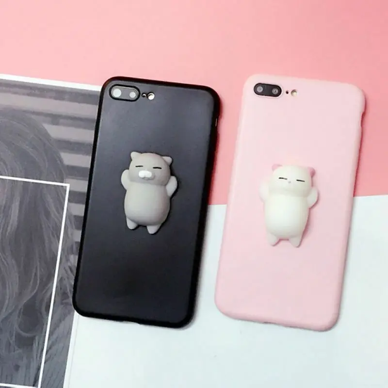 For Samsung S8 S9 S10 Plus Note8 10 plus S20 S10E Squishy 3D Anti Stress Lazy Kitty Cat Soft Phone Case for girlfrend gift#A | Мобильные