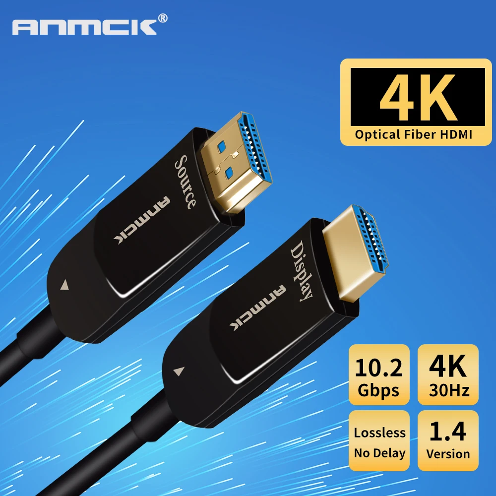 Anmck волоконно-оптический HDMI 1,4 кабель 4K 30Hz 2K 144Hz 10M 15M 20M 30M 40M 50M HDMI к HDMI кабель для HD tv Box Проектор Монитор