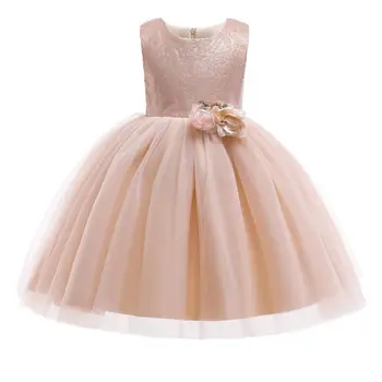 

Floral Baby Girls Princess Bridesmaid Pageant Gown Birthday Party Wedding Dress Kids Sleeveless Formal Dress Bow-knot decoration