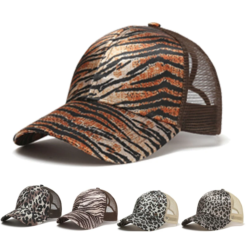 Женские леопардовые бейсболки женские уличные спортивные сетчатые шляпы