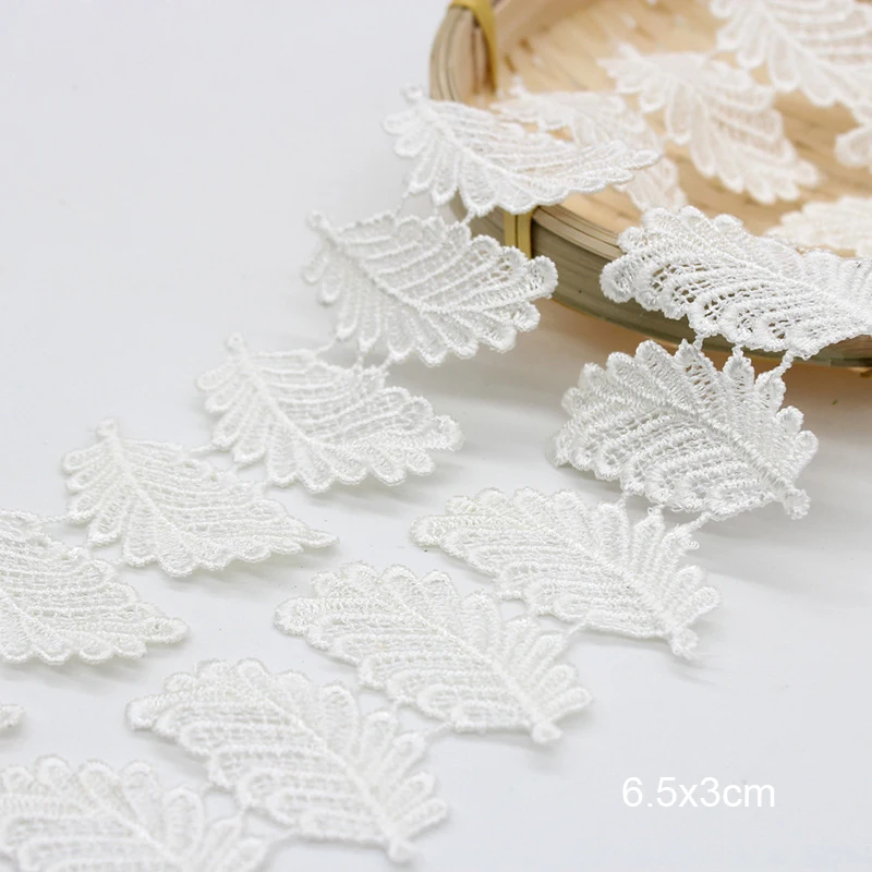 

1Yards White Embroidery Lace 3D Cotton Applique Guipure Leaf Laces Ribbons And Trims Flower Lace Fabric For Sewing Ribbon LP36