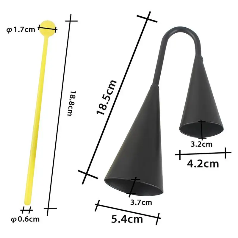 Homeland Iron Cow Bell Two Tone Black Cowbell With Sticker For Percussion Instrument