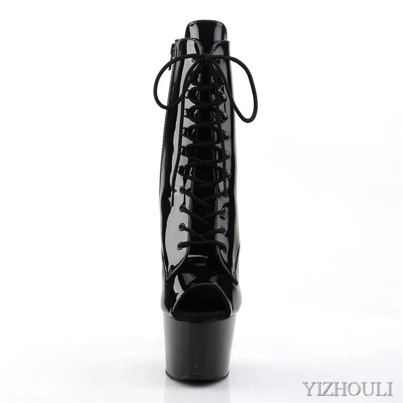 Party pole dance PU17 cm high ankle boots, 7 inches, sexy models with bare toes, dancing shoes