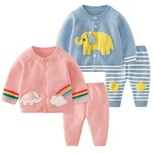 Весенне-осенний свитер костюм кардиган для новорожденных куртка детский трикотаж 12