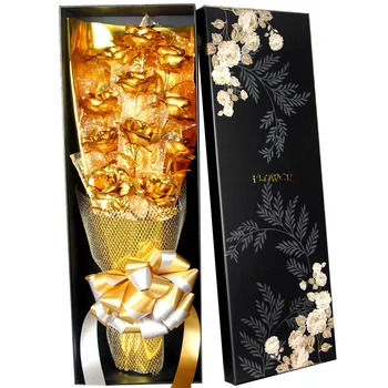 

Gold Rose Flower Wedding Creative Gift 24K Gold Foil Rose Bouquet For Wedding&Home&Pary Decoration Party Gift To Wife&Girlfriend
