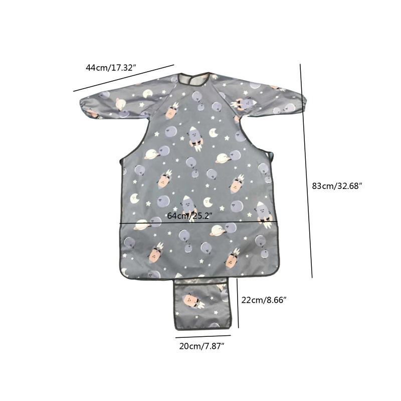 Newborn Long Sleeve Bib Coverall with Table Cloth Cover Baby Dining Chair Gown Waterproof Saliva Towel Burp Apron Food Feeding