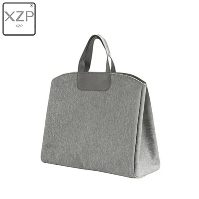 XZP Super Large Capacity Briefcase Korean Canvas A4 Document Office Bag for Women Men 15" laptop Bags Shoulder Messenger Bag - Цвет: Серый