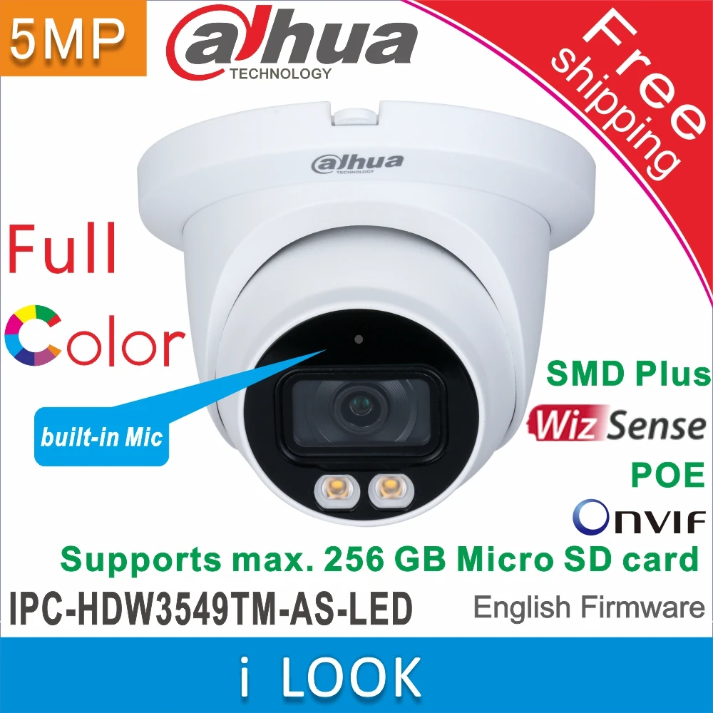 IP-камера Dahua полноцветная 5 МП со светодиодным индикатором IPC-HDW3549TM-AS светодиодный