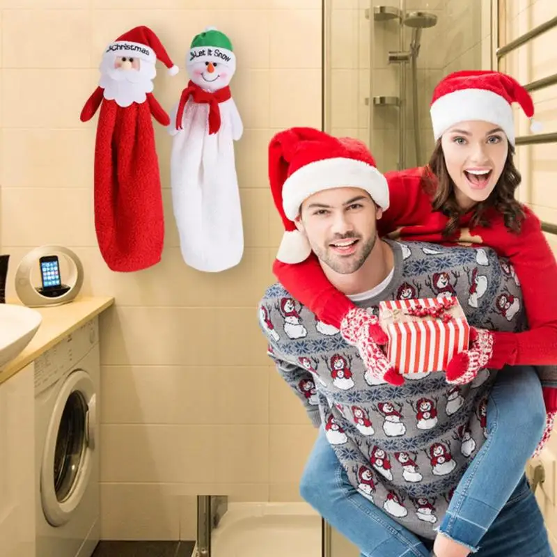 Прекрасный Санта Клаус Снеговик ручной полотенце вышивка ткань ручной работы Рождество водопоглощающее полотенце s для ванной кухни