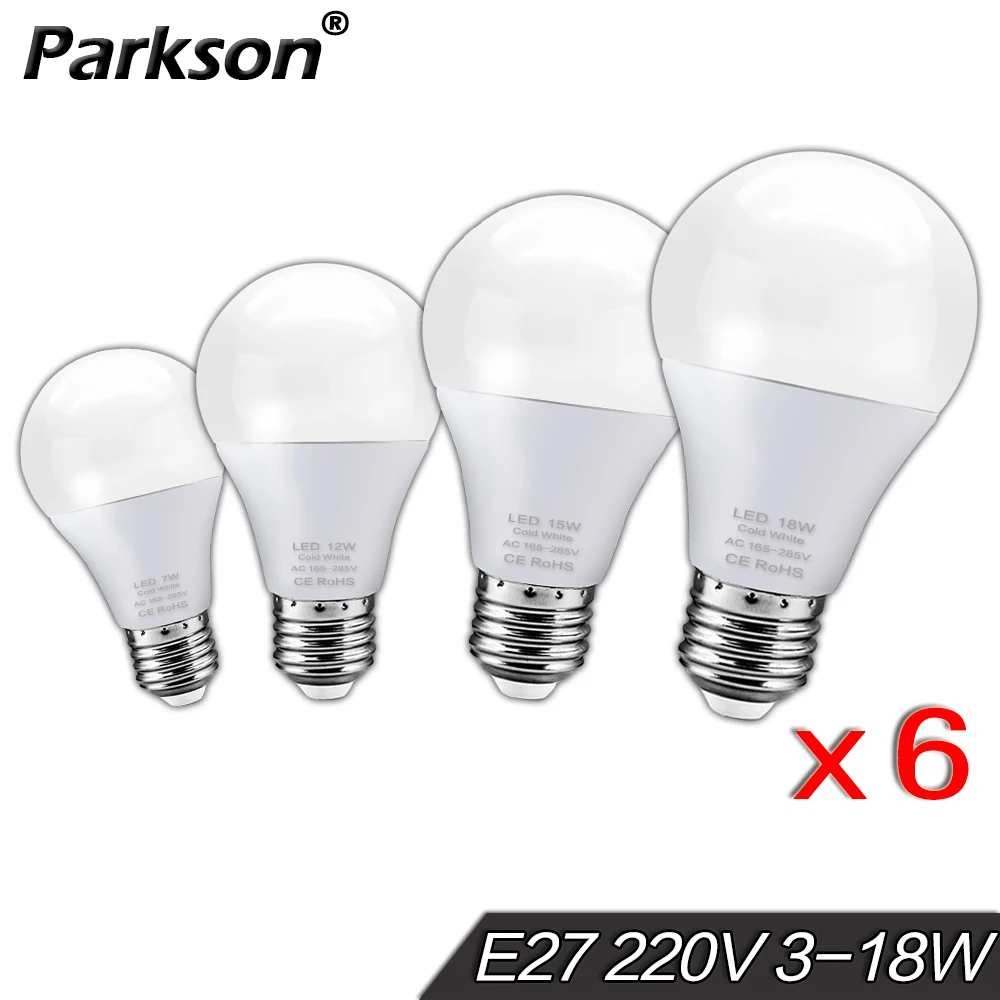 6 шт./лот E27 светодиодные лампы 220V 240V 18 Вт 15 12 9 3 Bombilla LED лампа Светодиодная