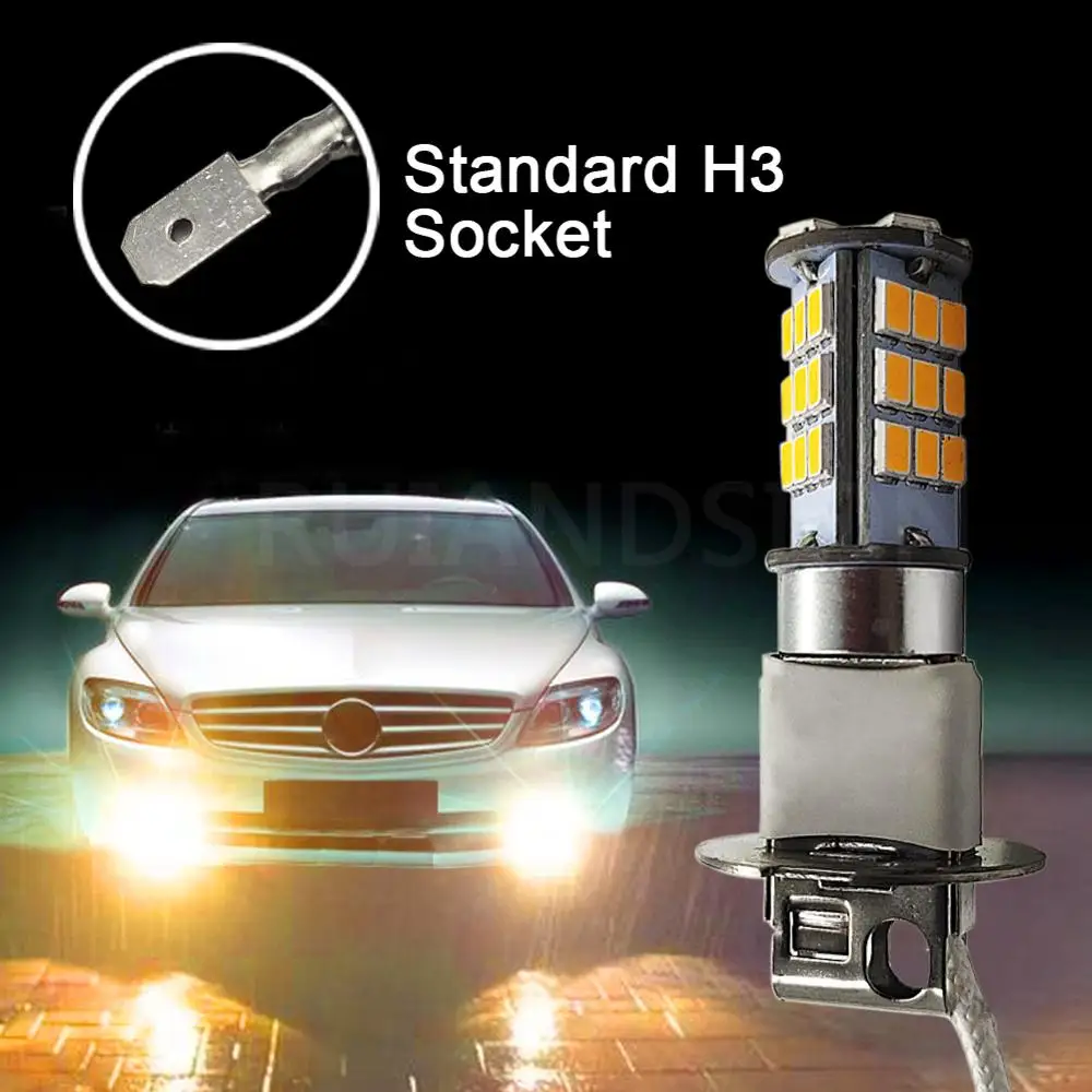 2pcs H1 H3 Truck Car Auto Fog Road Bulb Driving Light 2835 33SMD Amber LED 12V 24V White Red Blue Green Universal Ruiandsion