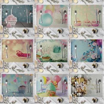 

Cake Gift Pattern Table Placemat European Style Dining Table Cushion Kitchen Supplies Western-style Placemat Coasters