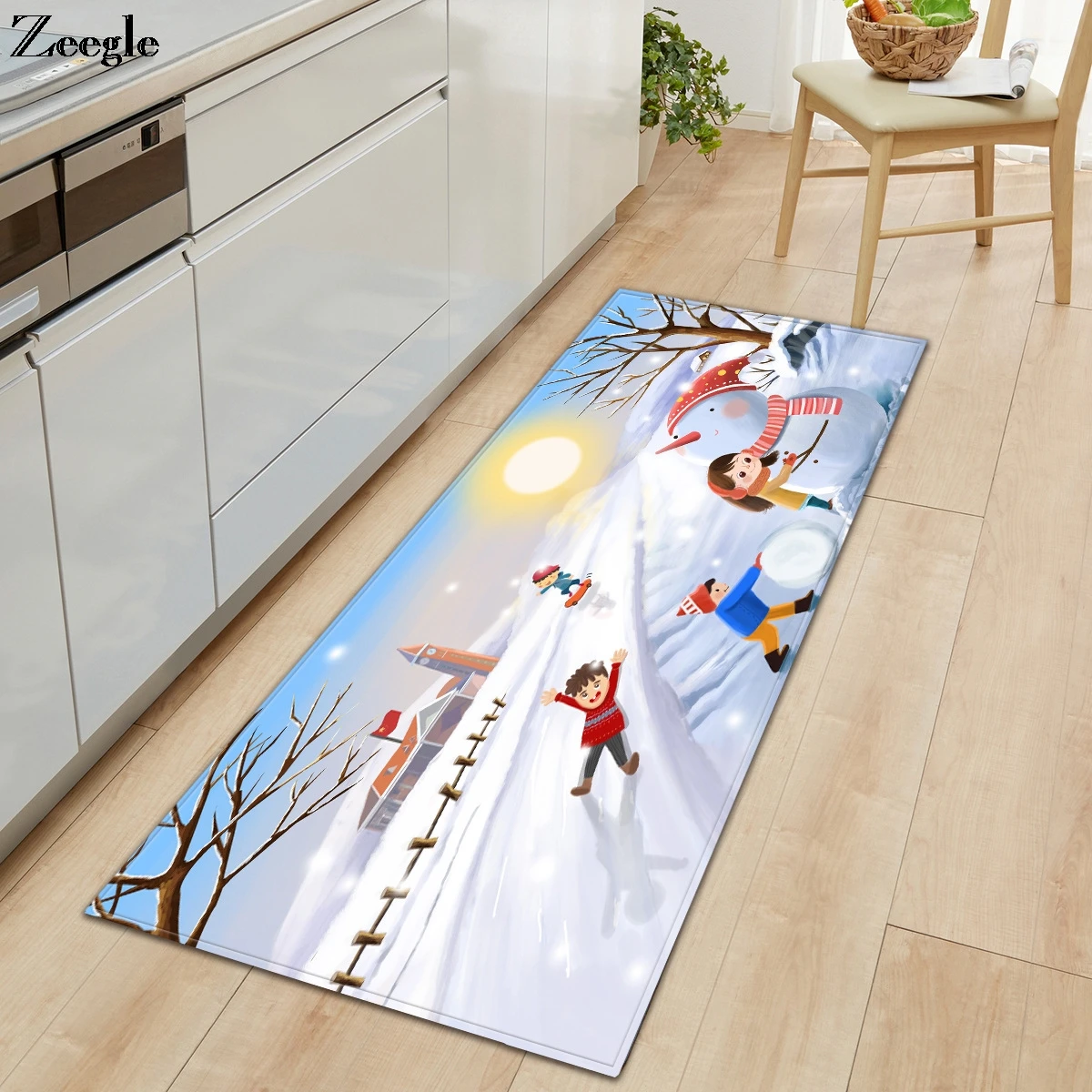 Zeegle Carpet Kitchen Rug Anti-slip Shower Mat Bathroom Doormat Long Rectangle Living Room Carpet Absorbent Hallway Floor Rug