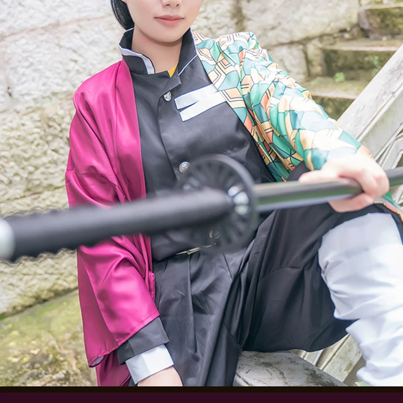 Аниме Demon Slayer Kimetsu No Yaiba Tomioka Giyuu Косплей Костюм мужской кимоно униформа наряд Хэллоуин вечерние наборы парики CS008