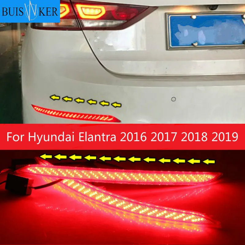 

2 шт. для Hyundai Elantra 2016 2017 2018 2019 светодиодный задний фонарь тормоза фонарь задняя противотуманная фара Предупреждение отражатель света