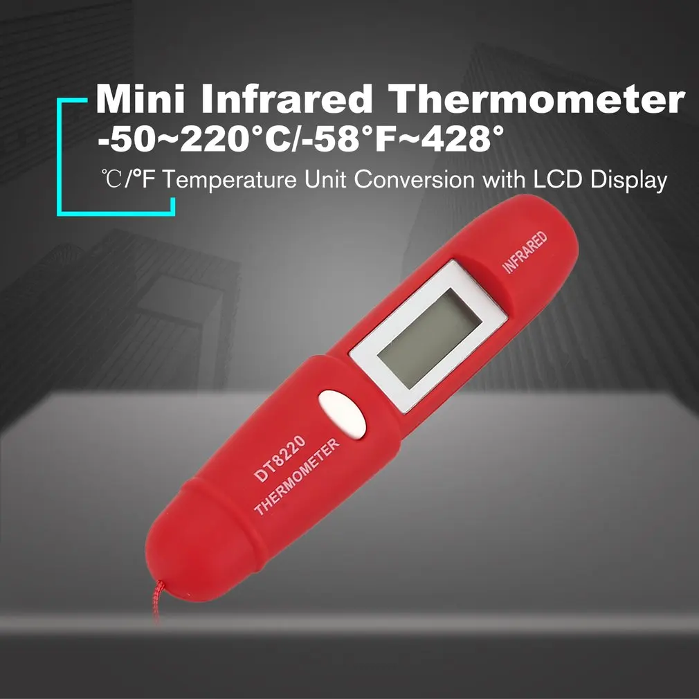 DT8220 цифровой ЖК-Мини Инфракрасный термометр измеритель температуры тестер Красный Лазерный Карманный Бесконтактный пирометр ручка бытовой