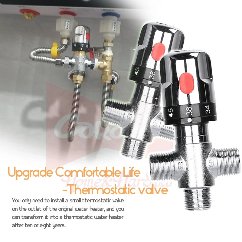 Brass Thermostatic Mixing Valve Silver Plating Bathroom Faucet Temperature Mixer Control Thermostatic Valve Home Improvement