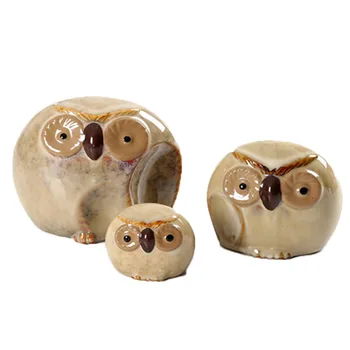 

3pcs/set Creative Porcelain Owl Figurines Abstractive Ceramics Mother Father and Baby Statue Decoration Living Room Figurines