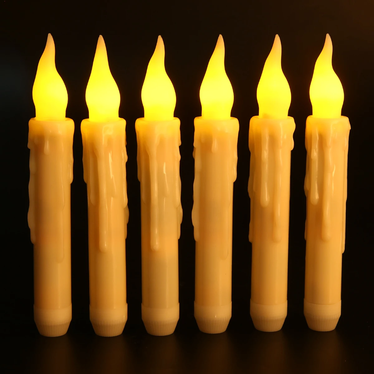 6Pcs Homemory Long Candles Remote Control LED Taper Candles Lights Flameless Flickering Electric Candle Lamp Home Decor Craft