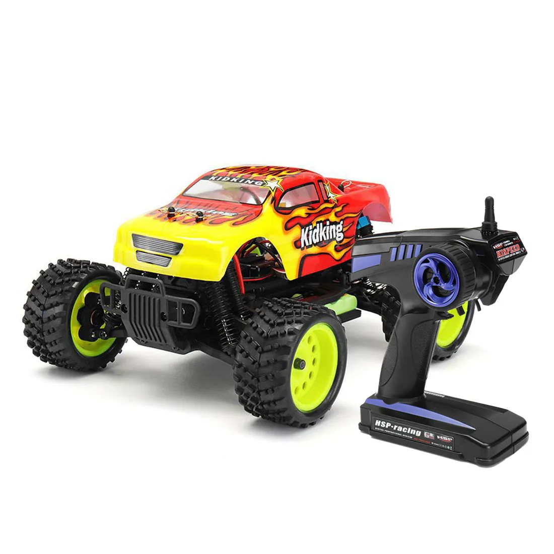 

HSP 94186 1/16 4WD Brushed Electric Power Off-road Bigfoot Vehicle Remote Control Car Gift For Christmas - Yellow US/ EU Plug
