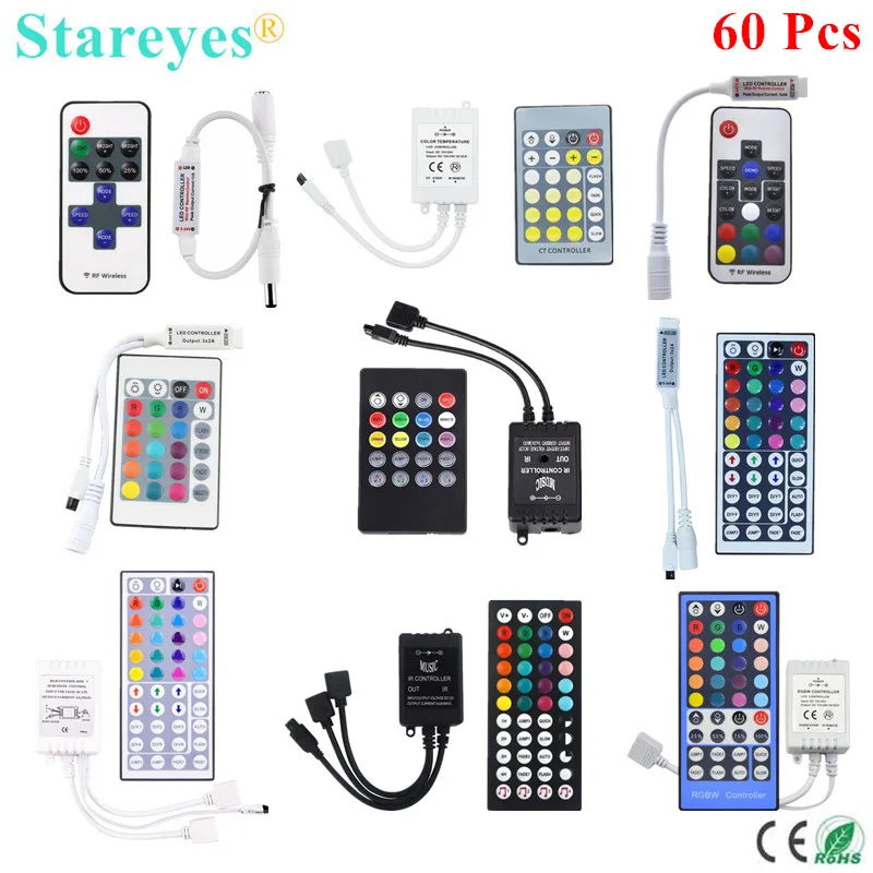 

60 Pieces LED strip CCT RGB RGBW Remote controller IR 20 24 40 44 RF 11 17 Keys dimmer music Control for SMD 5050 3528 2835 tape