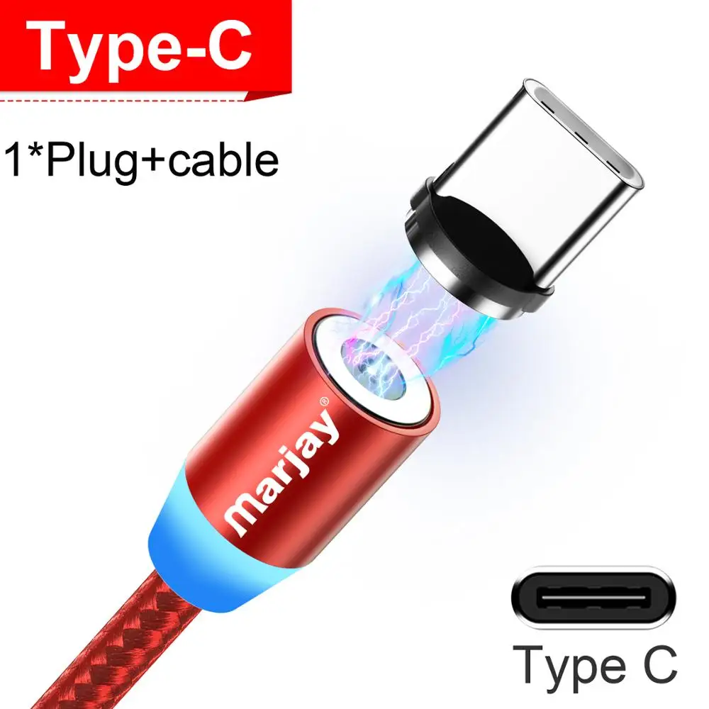 Red Type C Cable Marjay Магнитный кабель Micro usb type C кабель для iPhone samsung Android Быстрая зарядка магнит зарядное устройство мобильный телефон USB провод шнур - Цвет: Red Type C Cable