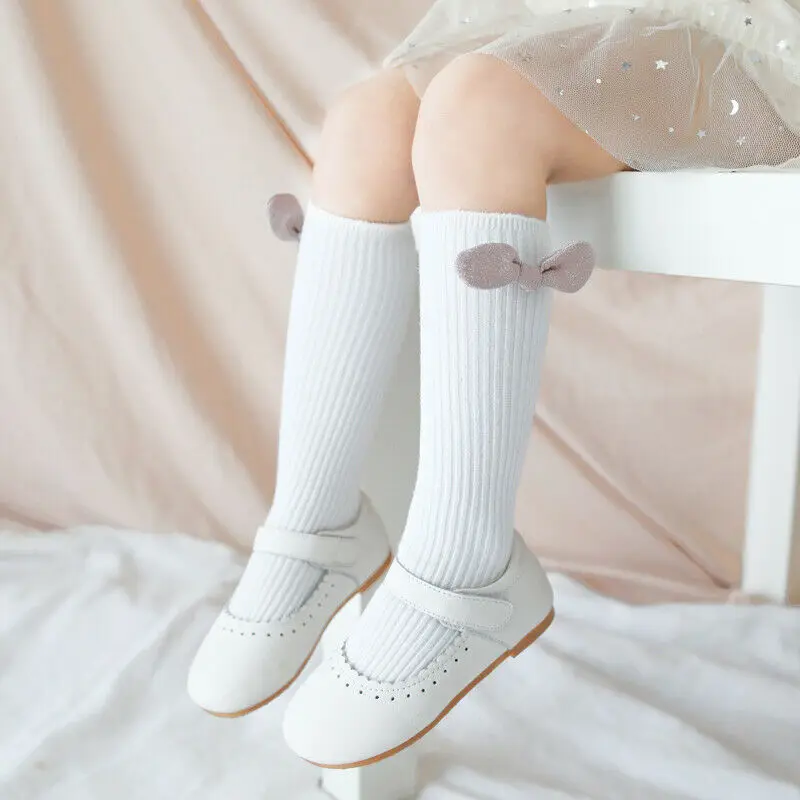 Emmaaby/Новые Детские носки гольфы с большим бантом для маленьких девочек, мягкие хлопковые кружевные детские носки kniekousen meisje, Прямая поставка