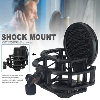 

Studio Recording Practical Anti Vibration Microphone Accessories Clip On Stable Adjustable Shock Mount For DJ Karaoke Universal