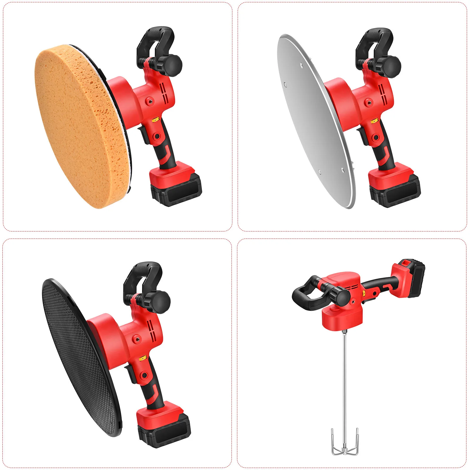 DC 110/220V Electric Wall Sander Cement Mortar Trowel Li-ion Battery Automatic Mixer Plastering Wall Smoothing Polishing Machine