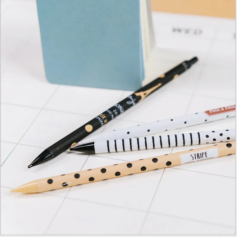 1Pcs Lovely Dots Tower Automatic Pen 0.5mm Cute Kawaii Plastic Mechanical Pencil For Kid School Supplies Gift for Girls Boys S01