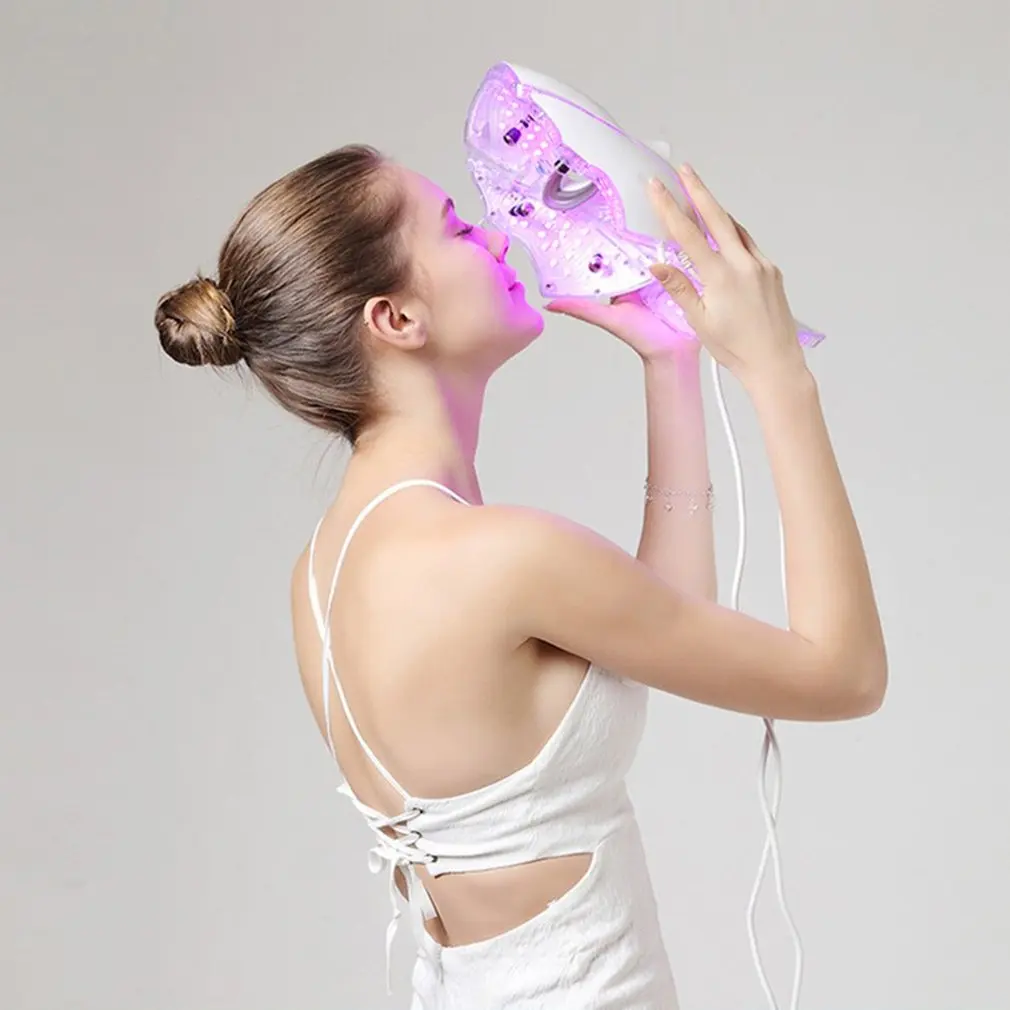  7 Colors Light Microcurrent LED Facial Mask Machine Photon Therapy Skin Rejuvenation Face Neck Mask - 4000058887716