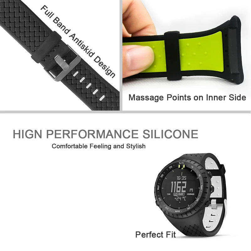 Силиконовый ремешок для часов и чехол для Suunto Core All black watch