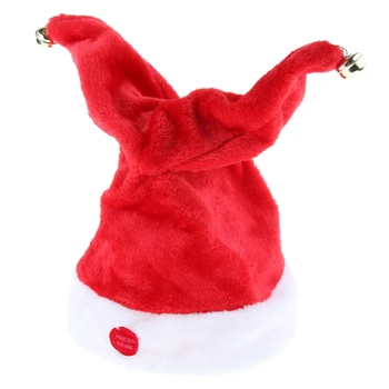 

Electric Christmas Musical Hat Red Velvet Musical Swing Cap Party Decor