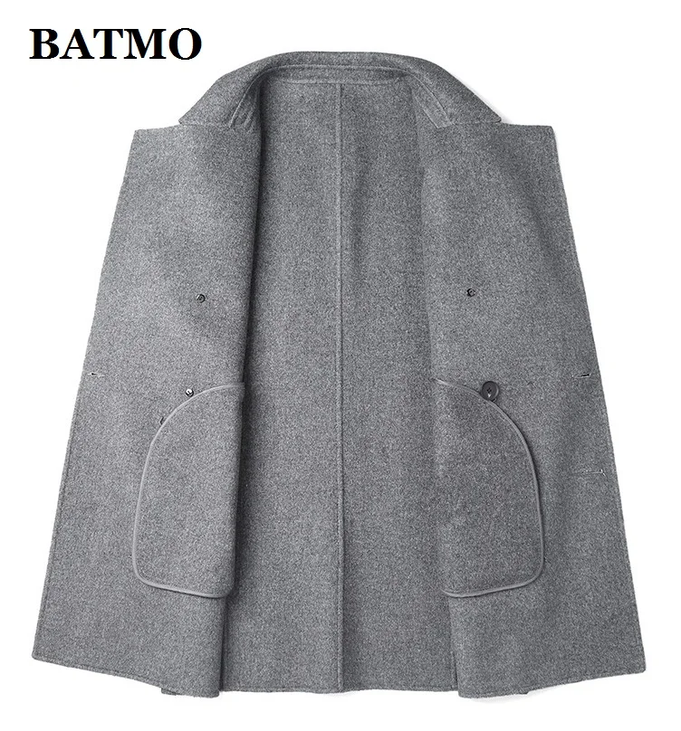 BATMO Новое поступление осень и зима шерсть двубортный Тренч, мужские шерстяные куртки 8605