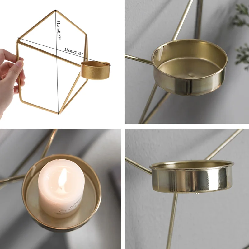 3D геометрический подсвечник настенный подсвечник скандинавский романтический стиль металлический чайный светильник подсвечник бар украшение дома подарок