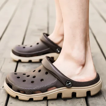 

Size 36-44 Fashion Baotou Hole Shoe Couple Slippers Men Designer Slides Mens Sandals Summer Slippers Man Shoes Male EVA Slipper
