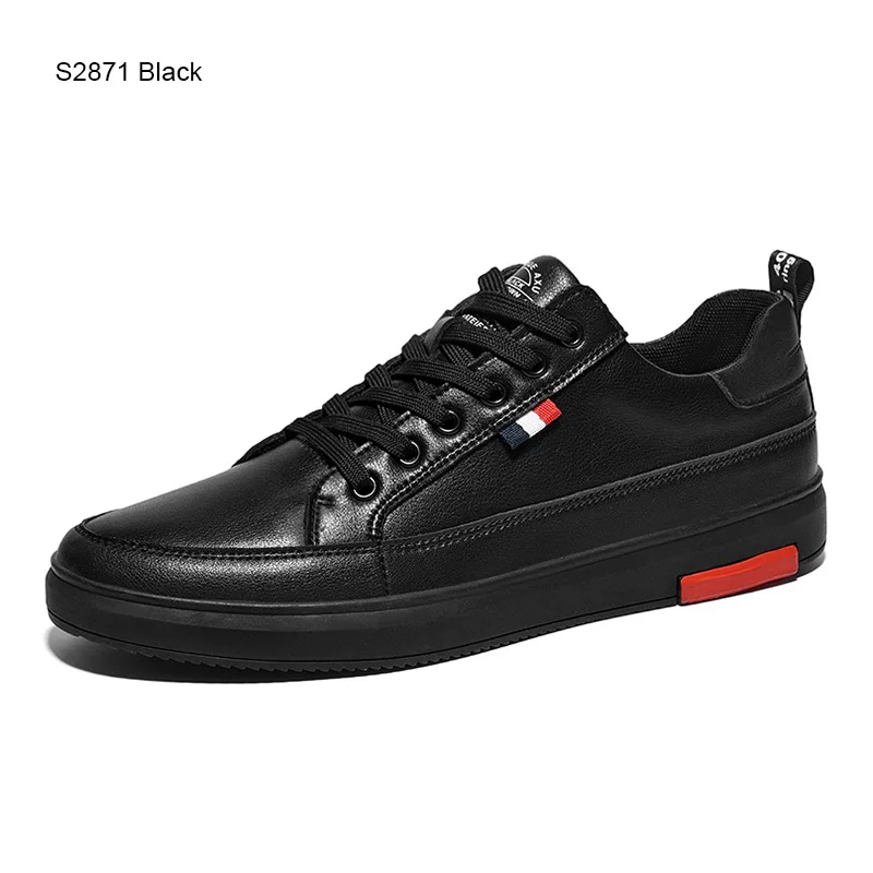 S2871 Black Мужские дышащие кроссовки SUROM, летне-весенние повседневные износостойкие туфли с круглым носком, удобные белые туфли на плоской подошве - Цвет: S2871 Black