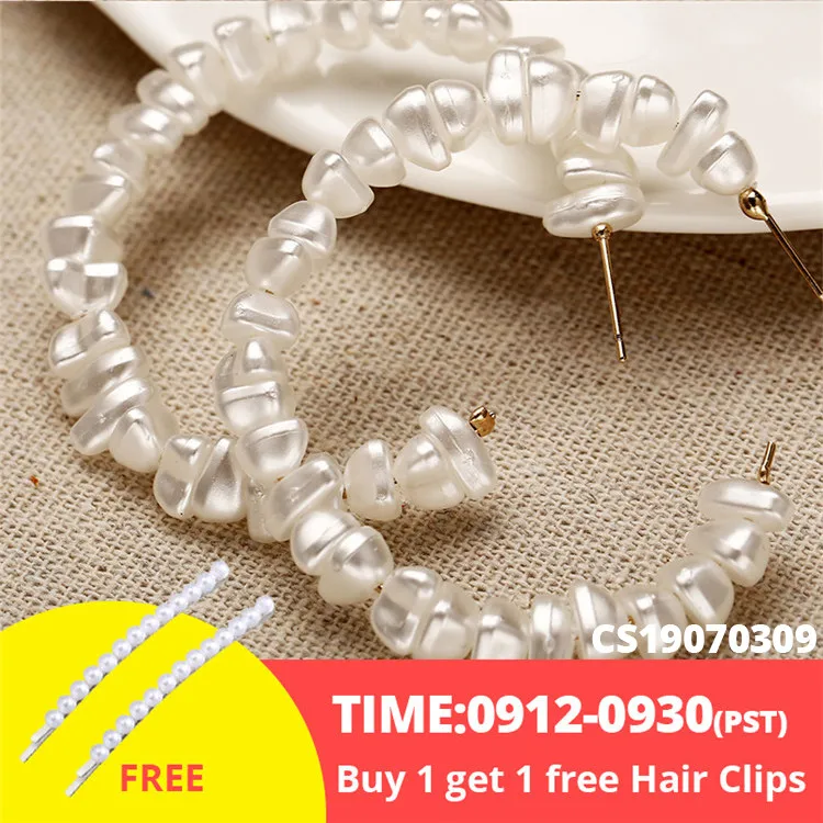 buy 1 get 1 free 17 км большие жемчужные серьги-кольца для женщин и девочек, уникальные крученые большие серьги, круглые серьги Brinco, массивные модные ювелирные изделия - Окраска металла: buy 1 get 1 free