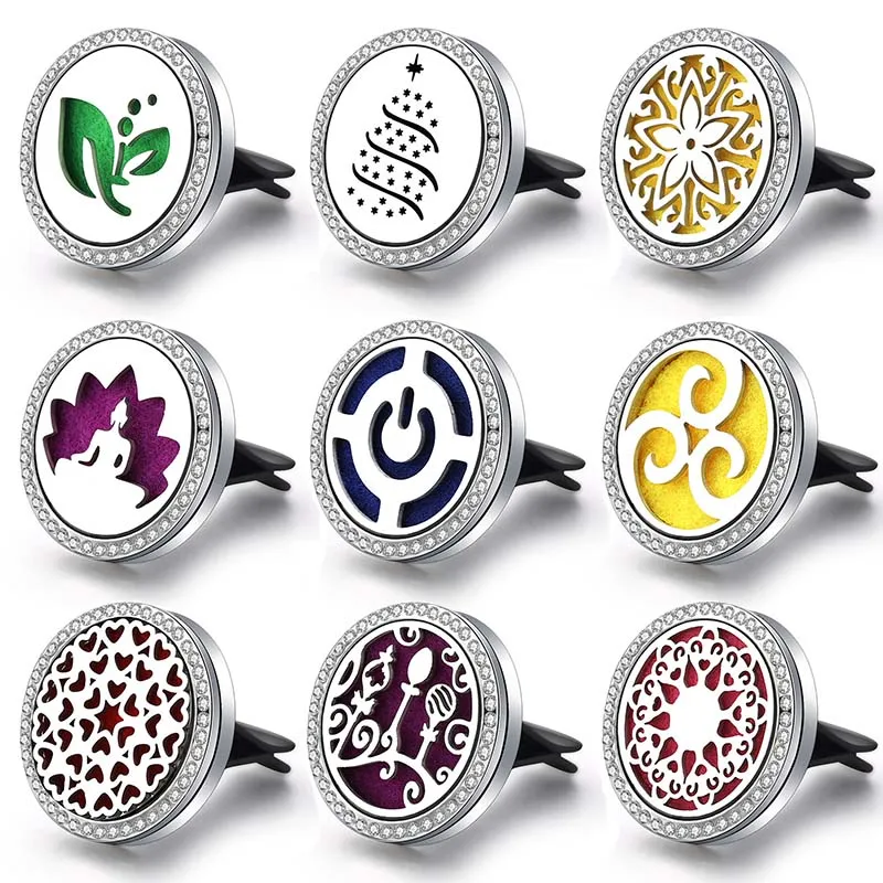

Aroma Zircon Car Air Freshener Perfume Locket Stainless Steel Essential Oil Diffuser Car Pendant Christmas Tree Car Clip Jewelry