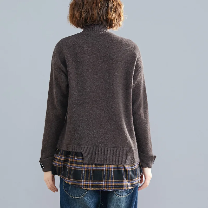 Новинка осени, Женский пуловер в стиле пэтчворк, свитер, корейский стиль, женские мягкие вязаные свитера