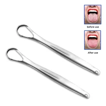 Лидер продаж язык из нержавеющей стали скребок для чистки свежего дыхания металлический язык очищающий скребок с чехлом для переноски для взрослых