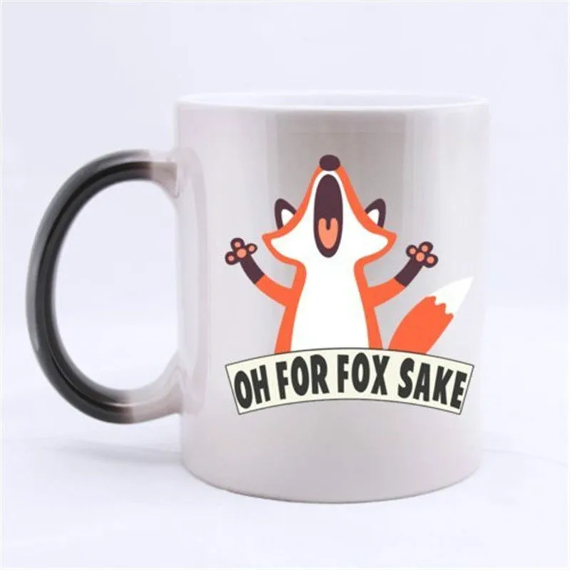 

Funny Crazy Fox OH FOR FOX SAKE Heat Color Changing Mug Magic Mug Morphing Mug