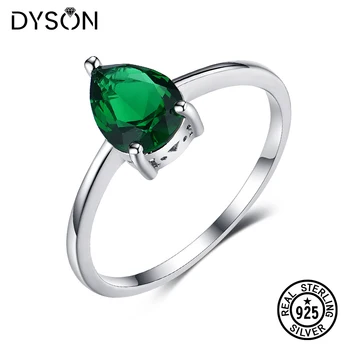 

Dyson 925 Sterling Silver Rings For Women Russian Created Nano Emerald Pear Delicate Ring Girls Gifts Classic Fine Jewelry