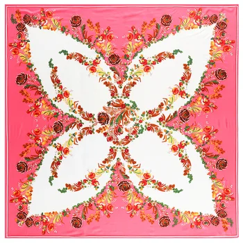 

130cm Bohemia Butterfly Peony Print Brand Scarf 100% Silk Twill Scarf For Women Square Scarves Hijab Kerchief For Ladies Shawl