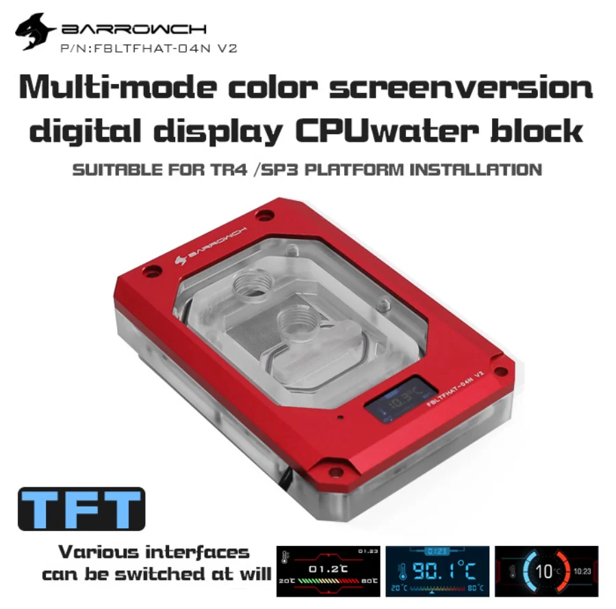 Deals  Barrowch FBLTFHAT-04N-V2 For AMD Ryzen Threadripper X399 Platform Blocks Digital Display Temperatur