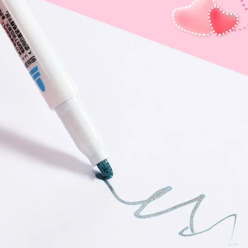 Ручка с двумя линиями, подарочная карта, для письма и рисования, двойная линия, контурная ручка, 9 цветов, ручка для рукописного ввода, тонкий вкладыш, маркер, ручка для скрапбукинга
