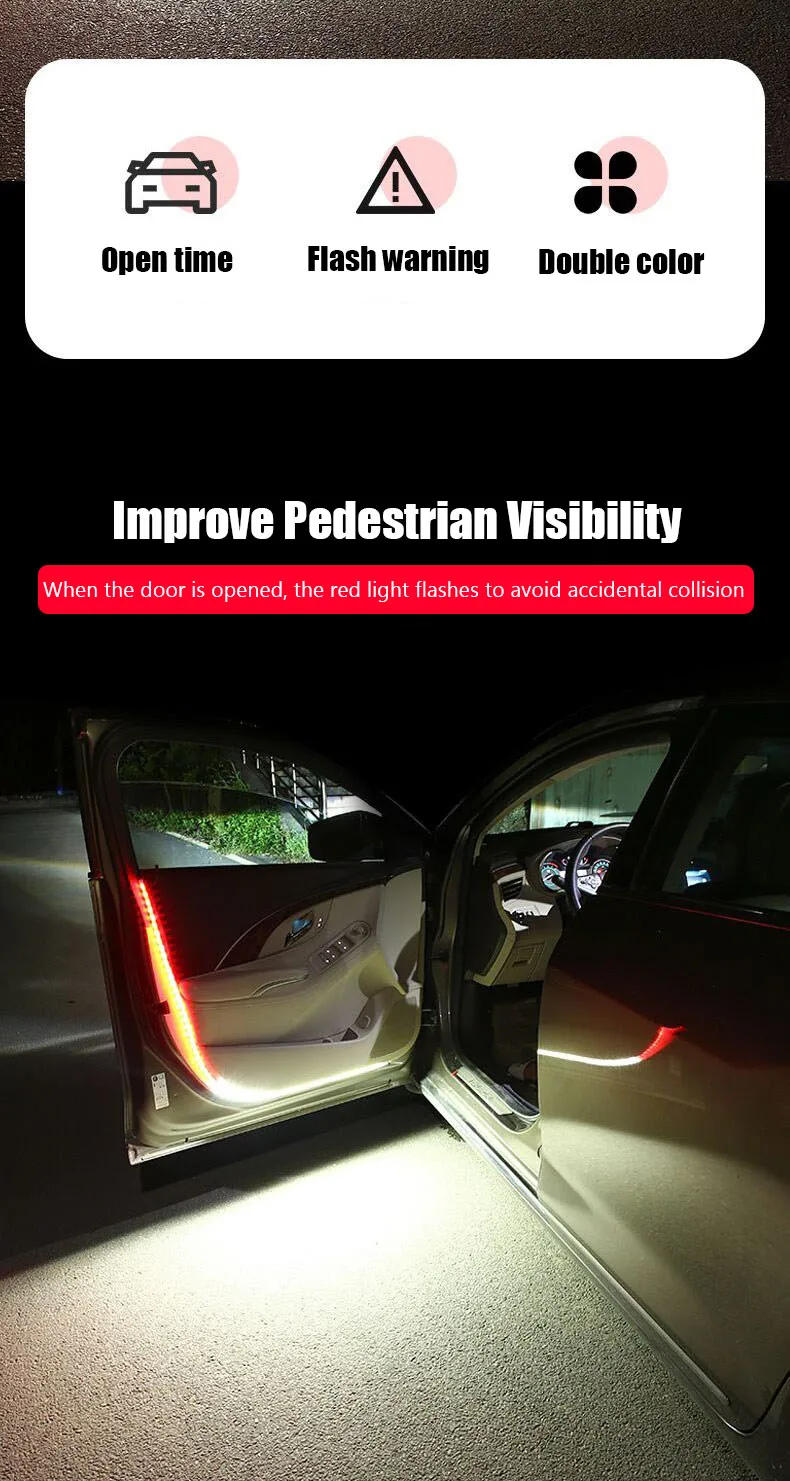 LED Car Door Welcome Light Safety Warning Streamer Lamp Strip 120cm Waterproof Auto Decorative Ambient Lights LED Car Door Welcome Light Safety Warning Streamer Lamp Strip 120cm Waterproof Auto Decorative Ambient Lights
