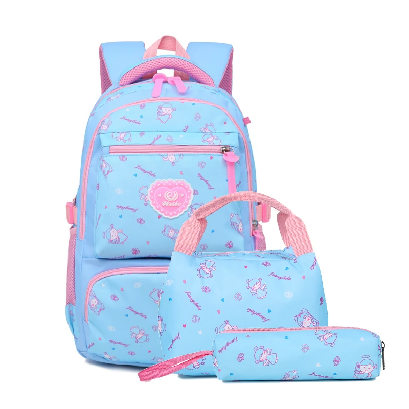 light blue 3 шт./компл. школьные сумки для девочек Детские рюкзаки Детский Школьный рюкзак Водонепроницаемый рюкзак mochila escolar Bookbag - Цвет: light blue