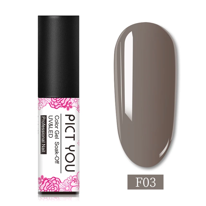 PICT YOU 5 мл Гель-лак для ногтей Полупостоянный гель uv Vernis светодиодный Гель-лак для маникюра впитывающийся Гибридный Гель-лак для ногтей - Цвет: F03